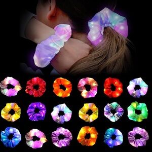 LED Hair Scrunchies For Women; Bracelet Hair Ties Satin Elastic Hair Bands